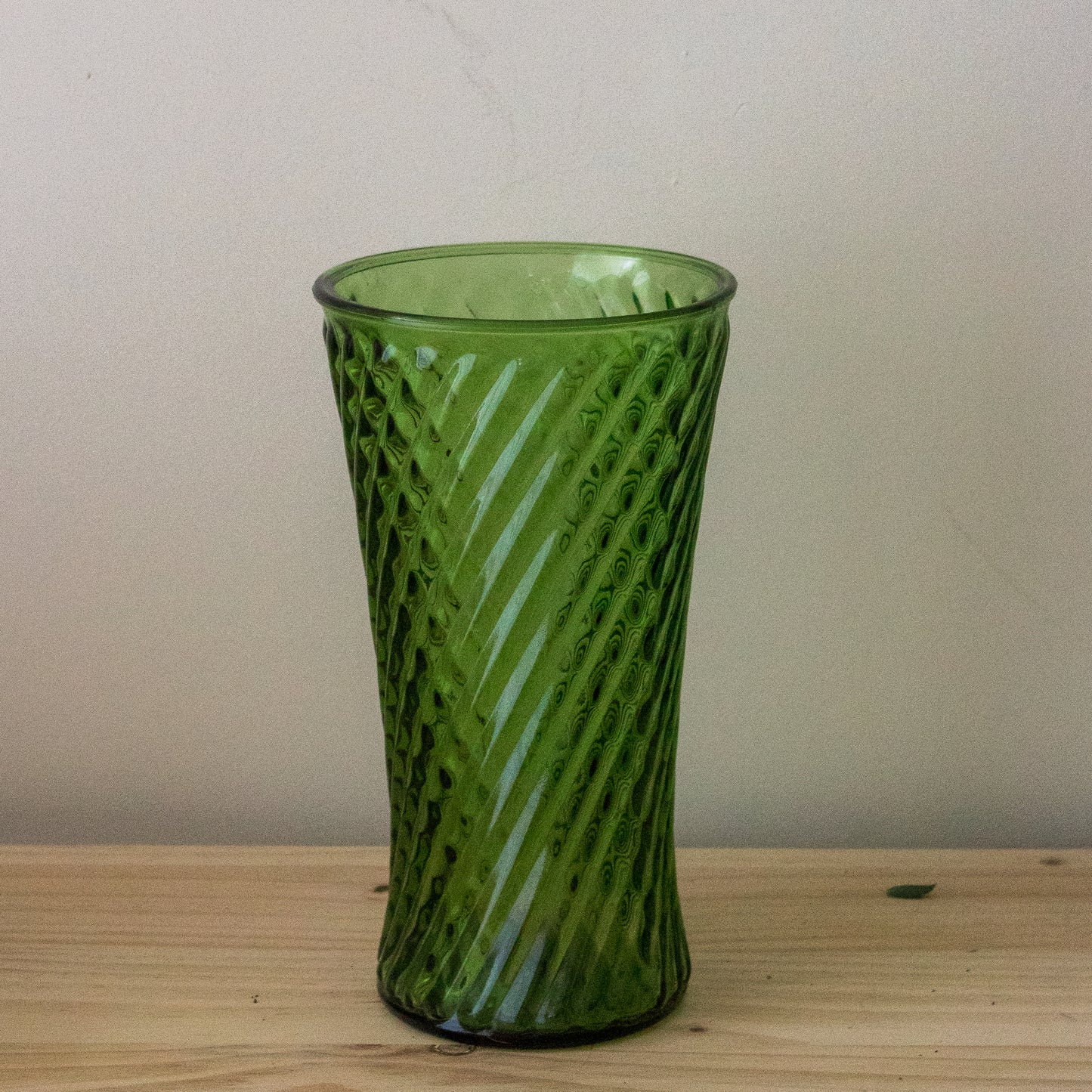 Green Glass Swirl Vase
