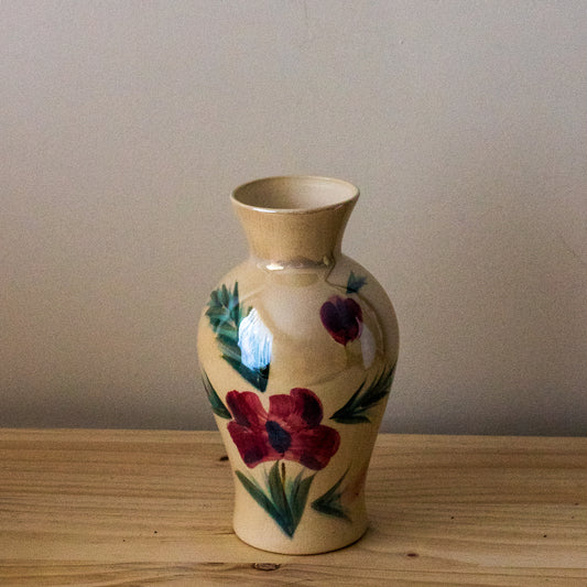 Cream Floral Earthenware Vase